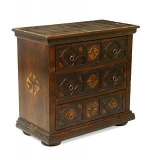 Appraisal: A CONTINENTAL CARVED OAK AND MARQUETRY INLAID CHEST OF DRAWERS