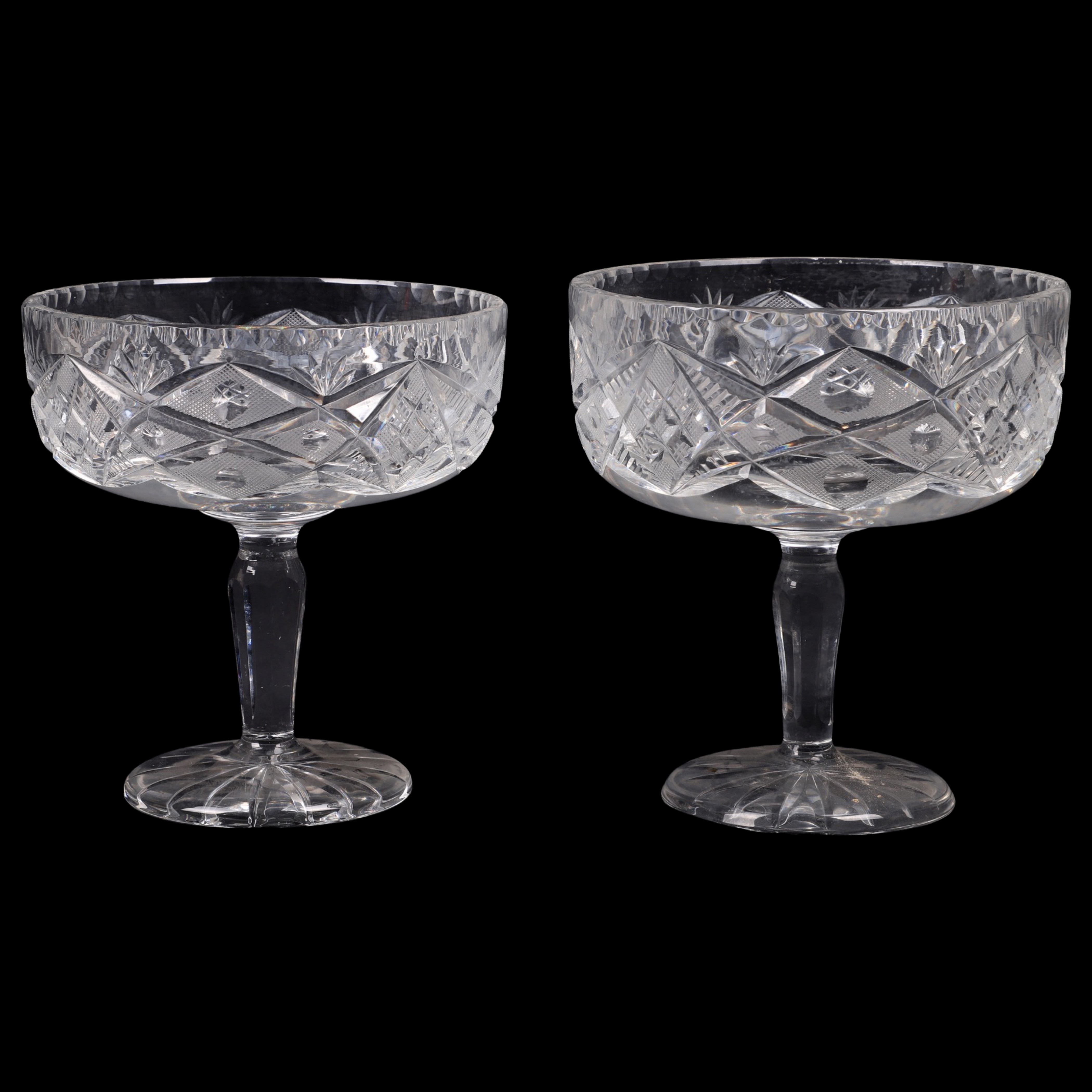 Appraisal: Matching cut glass compotes - dia x - h -