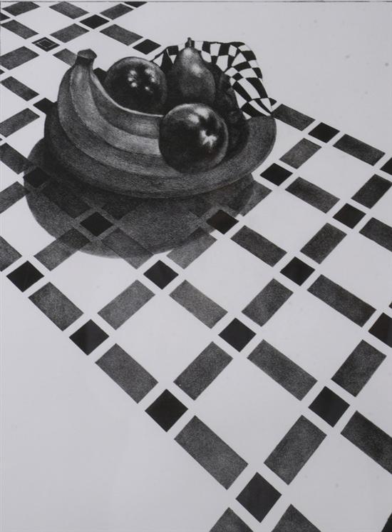 Appraisal: LOUIS LOZOWICK Russian American - CHECKERED TABLE CLOTH signed and