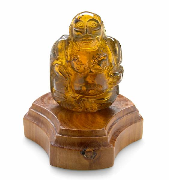 Appraisal: Amber Carving of Buddha Mexico A fine piece of crystalline