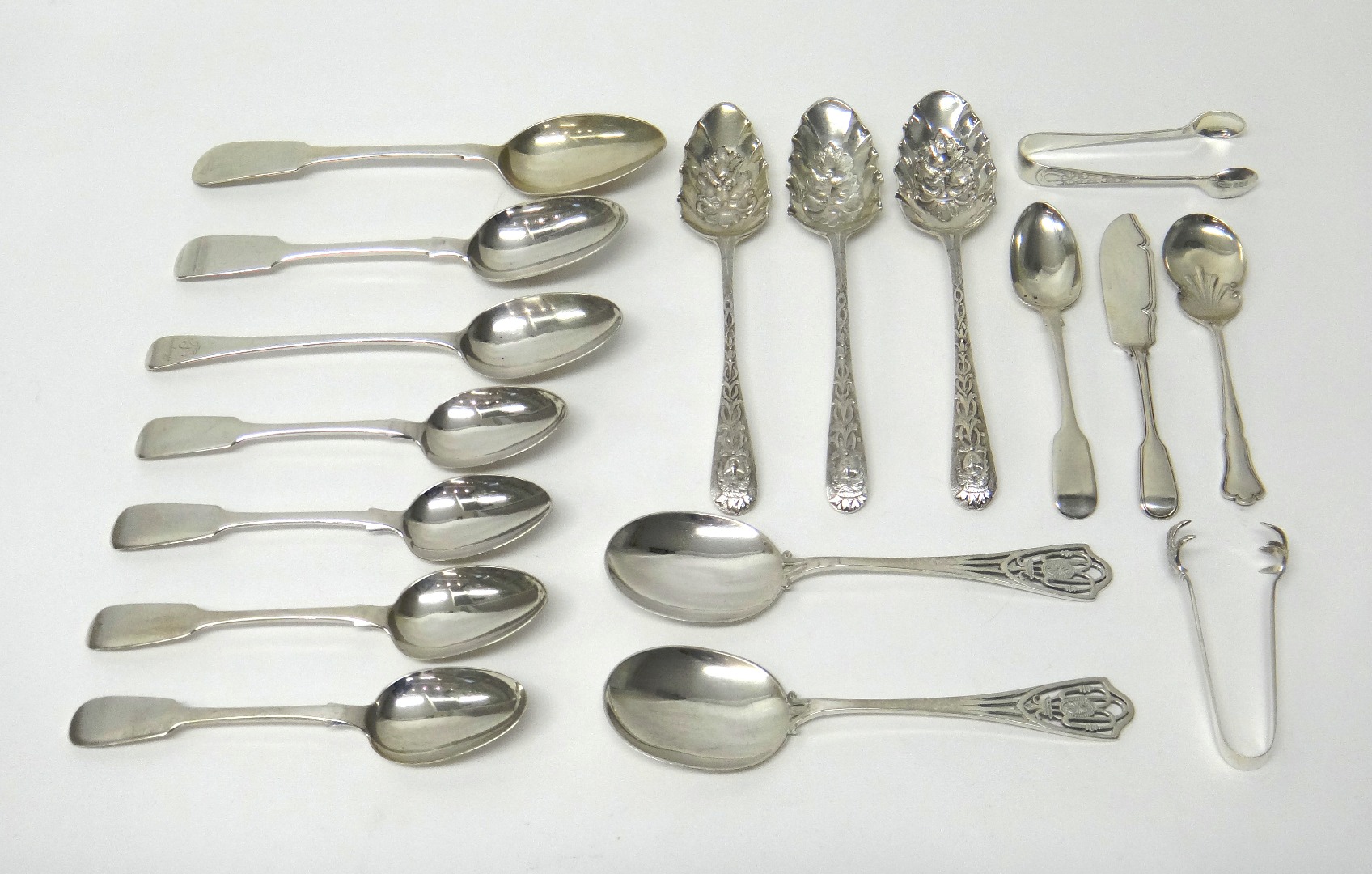 Appraisal: Silver table flatware comprising a pair of serving spoons London