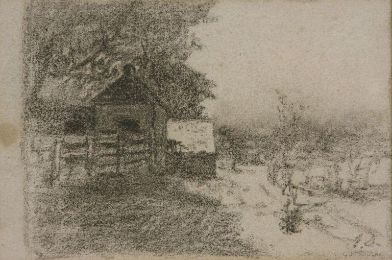 Appraisal: Elliott Daingerfield NC NY - Cabin chalk on paper artist