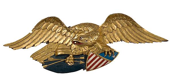 Appraisal: CARVED AND GILT EAGLE American ca late th - early