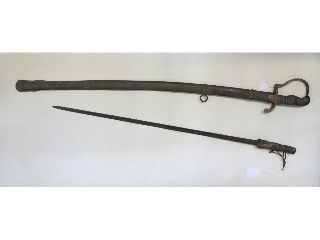 Appraisal: Lot comprising sabre in scabbard and a part sword stick