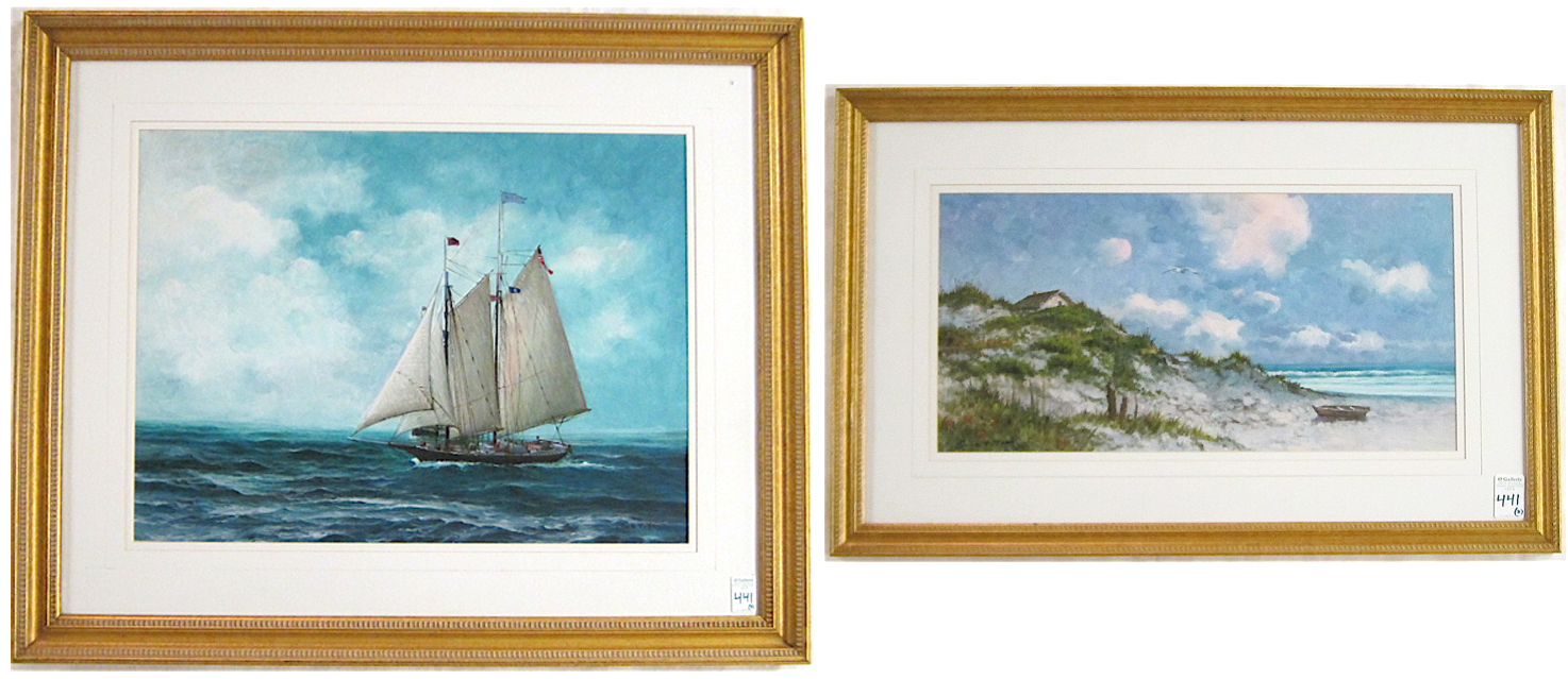 Appraisal: SOOK Y YOO TWO PRINTS a tall ship at sea