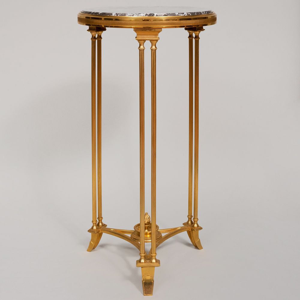 Appraisal: Louis XVI Style Gilt-Metal Gu ridon Fitted with marble top