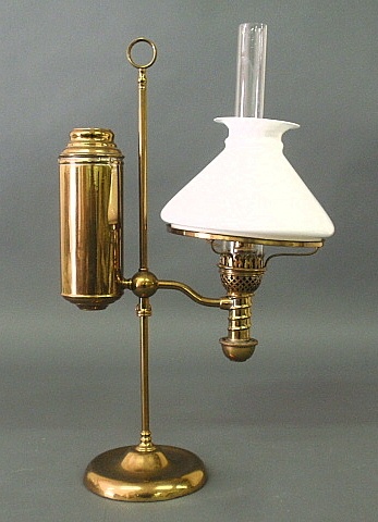 Appraisal: - Brass student lamp with unrestored burner h x w