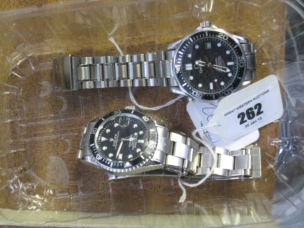 Appraisal: Lot comprising two copy watches - Rolex and Omega