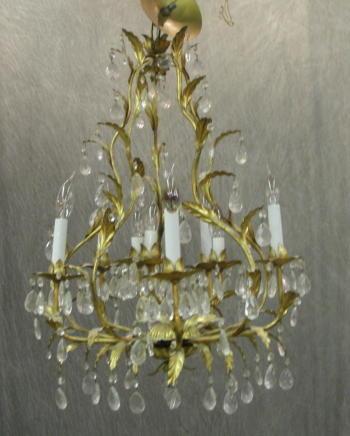 Appraisal: Gilt Metal Leaf Form Chandelier From a Hartsdale estate