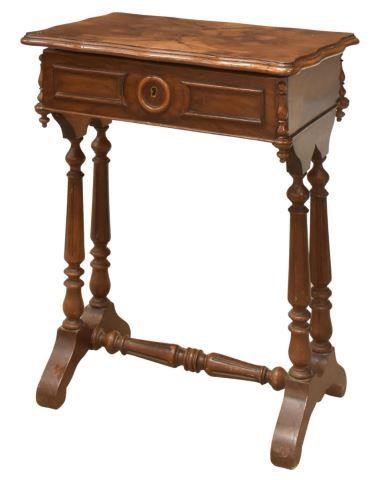 Appraisal: French Louis Philippe period burled walnut sewing work table mid