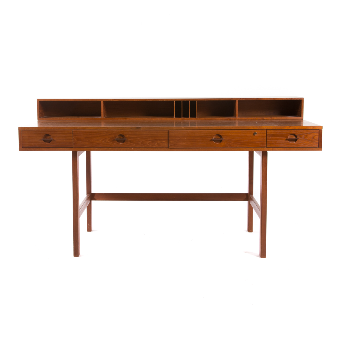 Appraisal: Peter Lovig Nielsen flip-top teakwood desk mid- th century rectangular