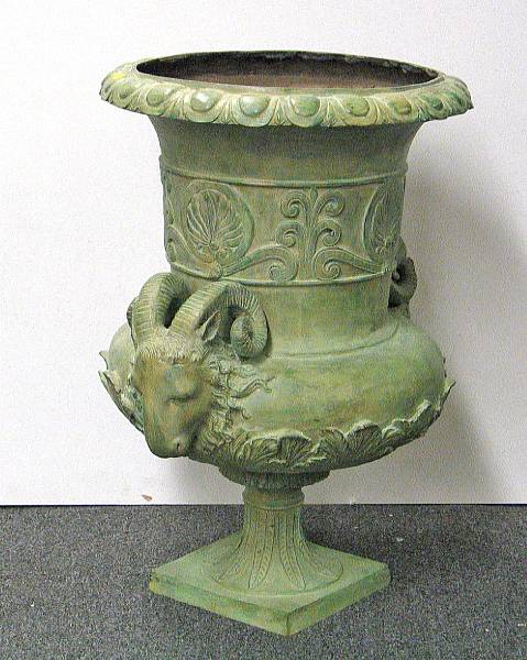 Appraisal: A pair of Neoclassical style bronze urns height in