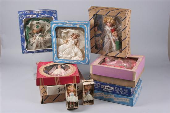 Appraisal: HARD PLASTIC DOLLS IN BOXES Circa Makers include Ar-Doll Duchess