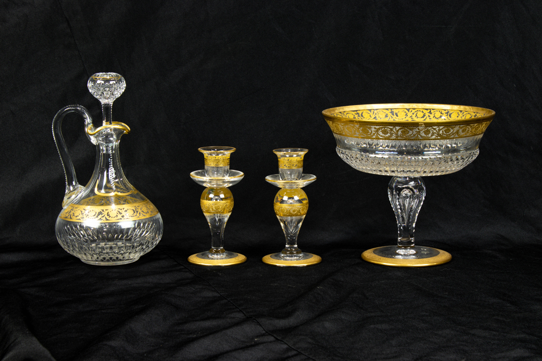 Appraisal: LOT OF ST LOUIS GILT CUT GLASS IN THE THISTLE