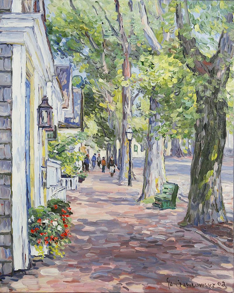 Appraisal: Jan Pawlowski Oil on Canvas Federal Street Nantucket Exclusive on