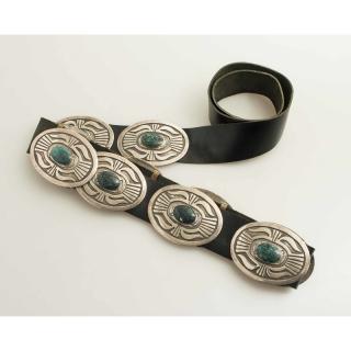 Appraisal: Mabel Kee Navajo Belt Mabel Key Navajo concho leather belt