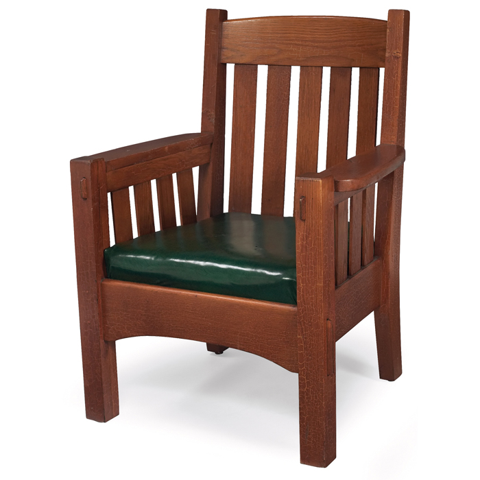 Appraisal: Harden armchair five vertical slats at back and four under