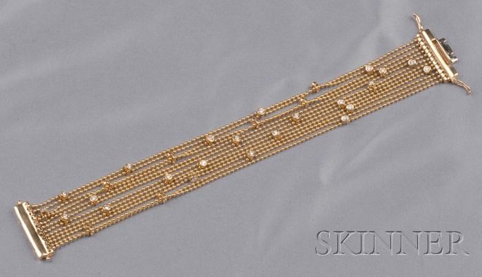 Appraisal: kt Gold and Diamond Multi-strand Bracelet Sonia B composed of