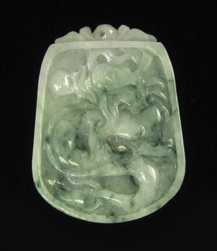 Appraisal: CHINESE CARVED GREEN JADE PENDANT weighing grams and measuring -