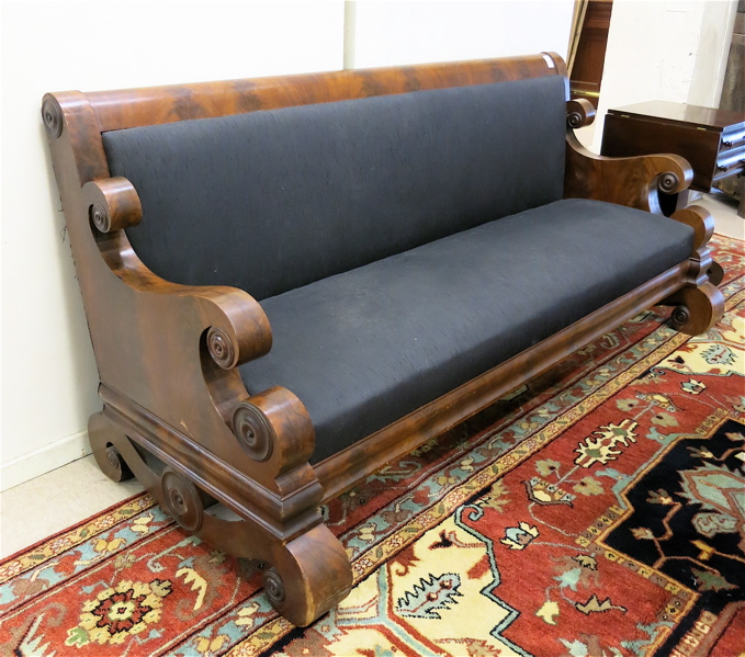 Appraisal: EMPIRE REVIVAL MAHOGANY SOFA late classicism design American c with