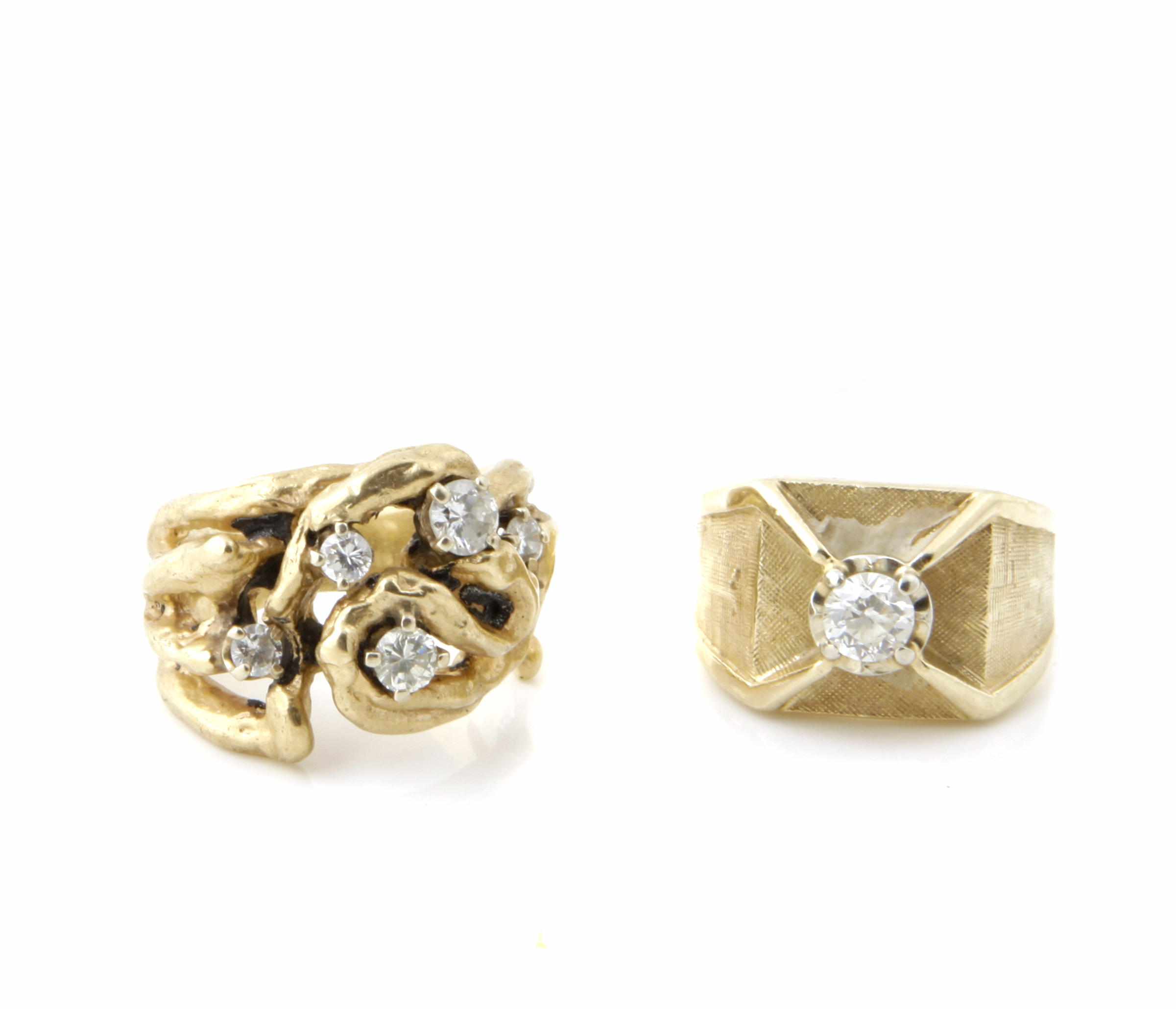 Appraisal: A set of two diamond and gold rings g