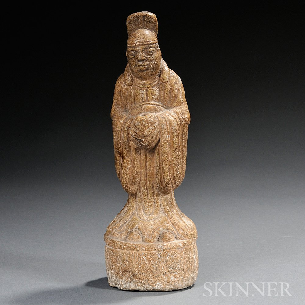 Appraisal: Granite Carving of a Man China dressed in an official