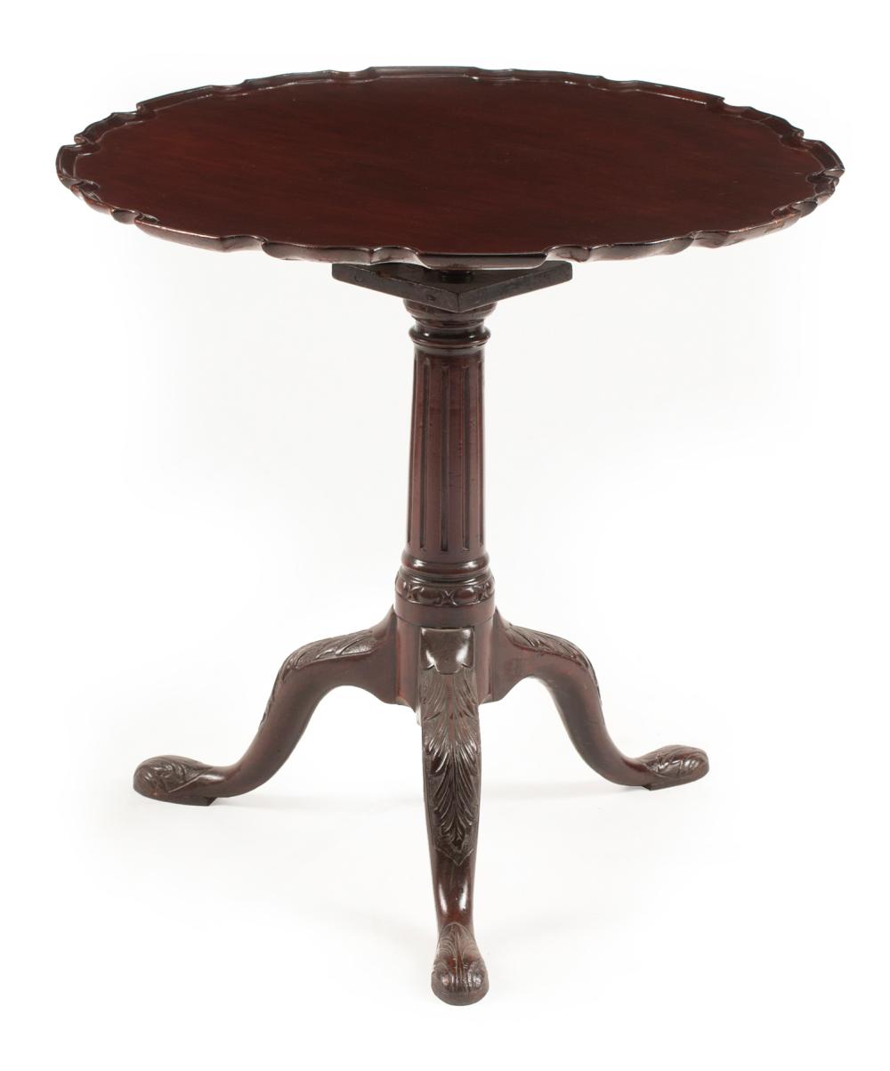 Appraisal: Antique George II-Style Carved Mahogany Pie Crust Table tilt-top fluted