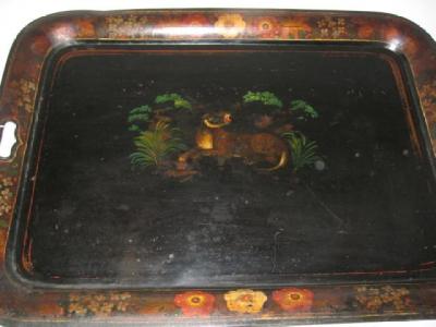 Appraisal: A PONTYPOOL TYPE TOLEWARE TRAY early th century of plain