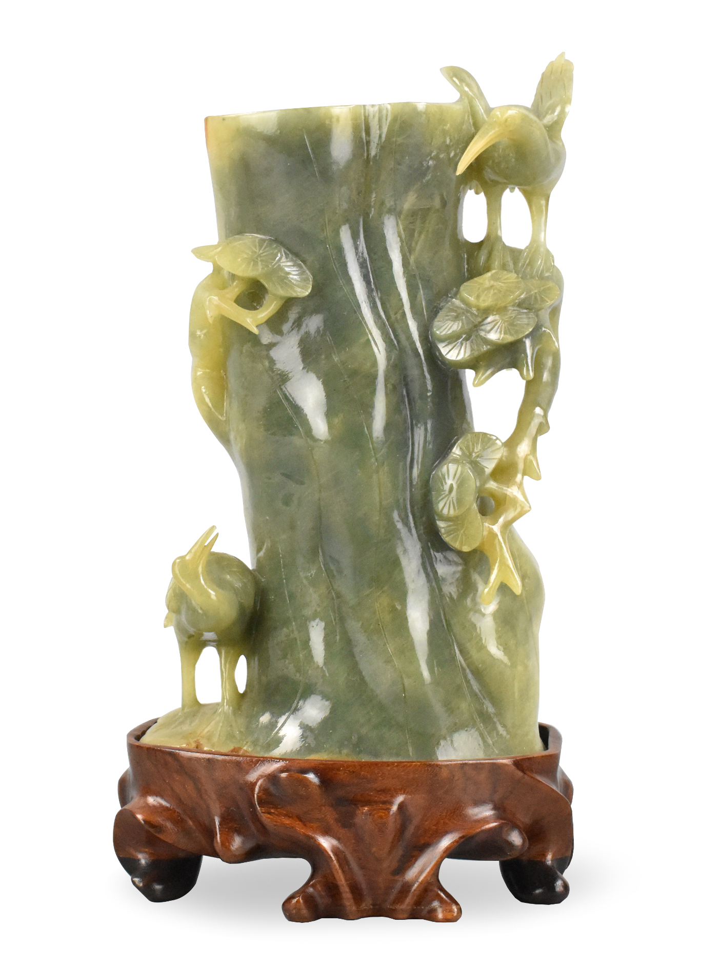 Appraisal: A Chinese jadeite carved bamboo shaped vase accompanied by a