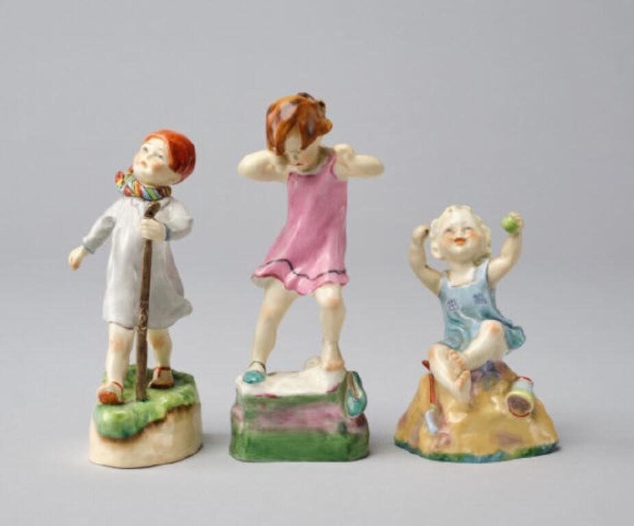 Appraisal: THREE DAYS OF THE WEEK FIGURINESThree Royal Worcester Days of