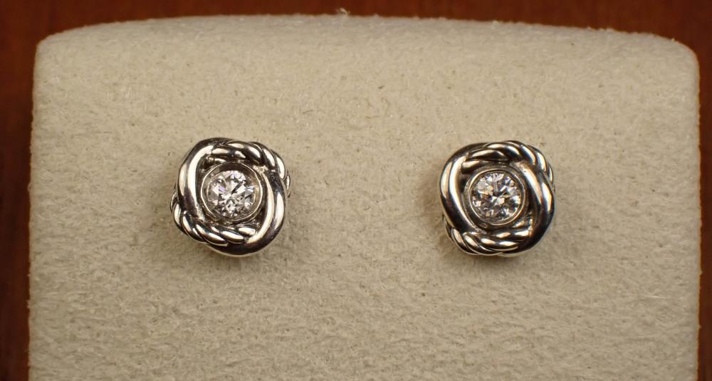 Appraisal: PAIR OF DAVID YURMAN DIAMOND EAR STUDS each crossover infinity