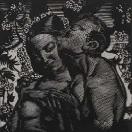 Appraisal: Frank Medworth - Lovers woodcut signed and dated 'Frank C