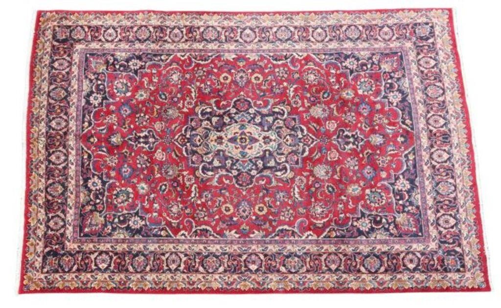 Appraisal: Hand-tied Persian Mashad rug approx ' l ' w