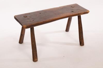 Appraisal: A rectangular rustic elm stool on splay supports cm wide