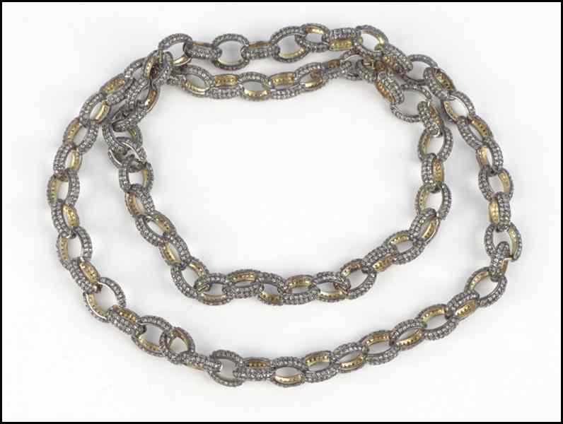 Appraisal: DIAMOND AND GOLD LINK NECKLACE Comprised of round top light