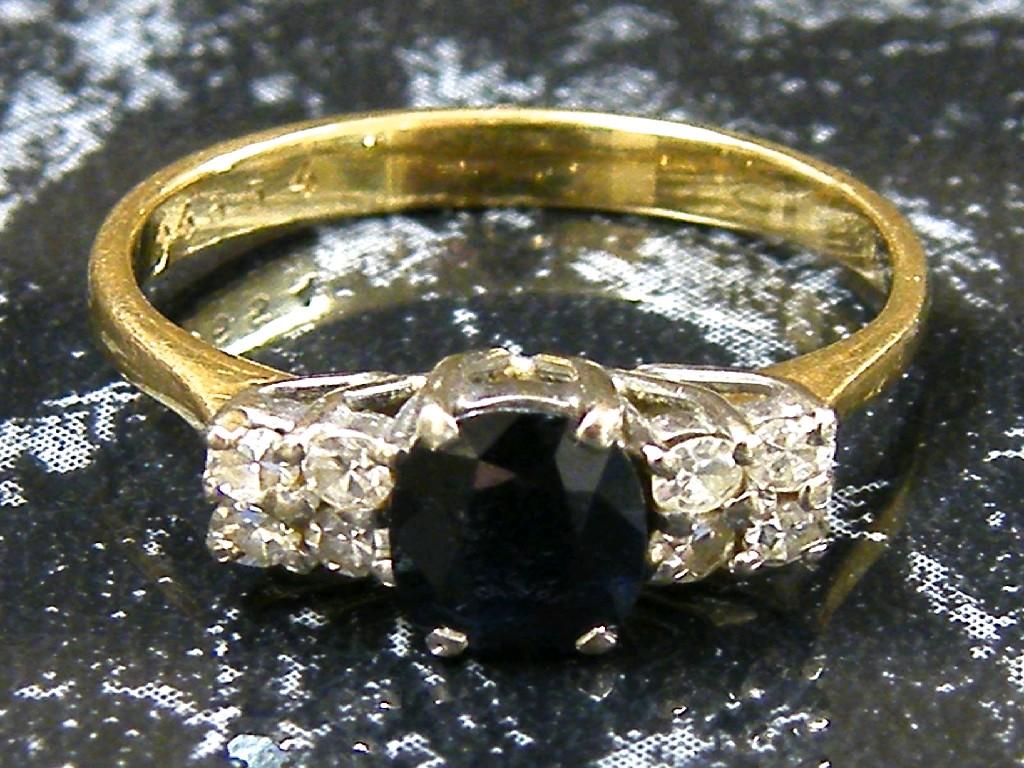 Appraisal: ct sapphire and diamond ring with an oval cut centre