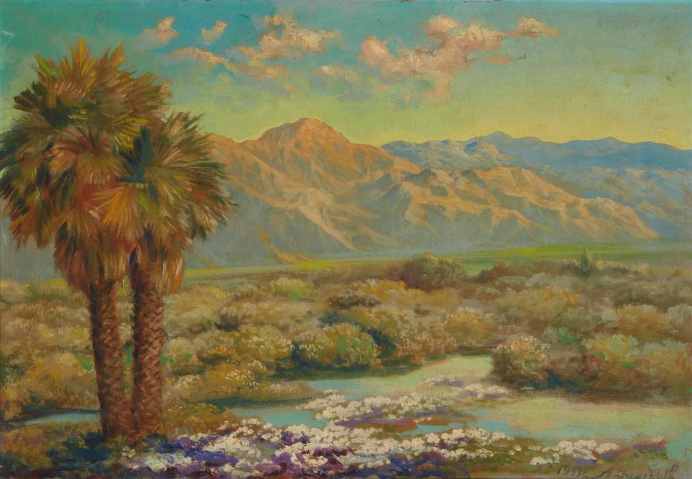 Appraisal: Andreas Roth - German-American Desert landscape Oil on canvas Signed