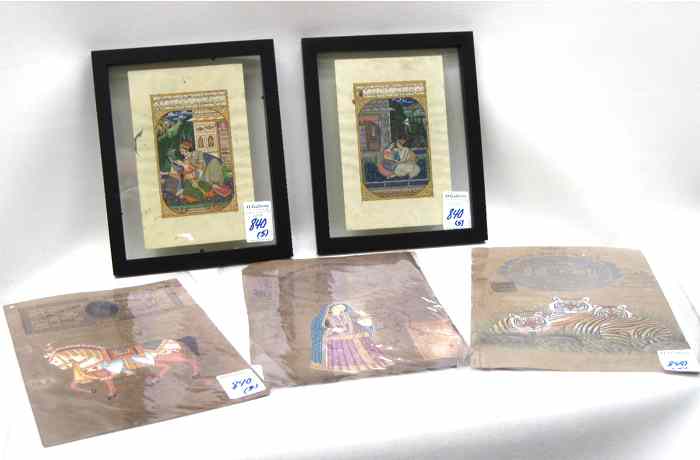 Appraisal: COLLECTION OF FIVE MOGUL ISLAMIC PAINTINGS Three on '' by