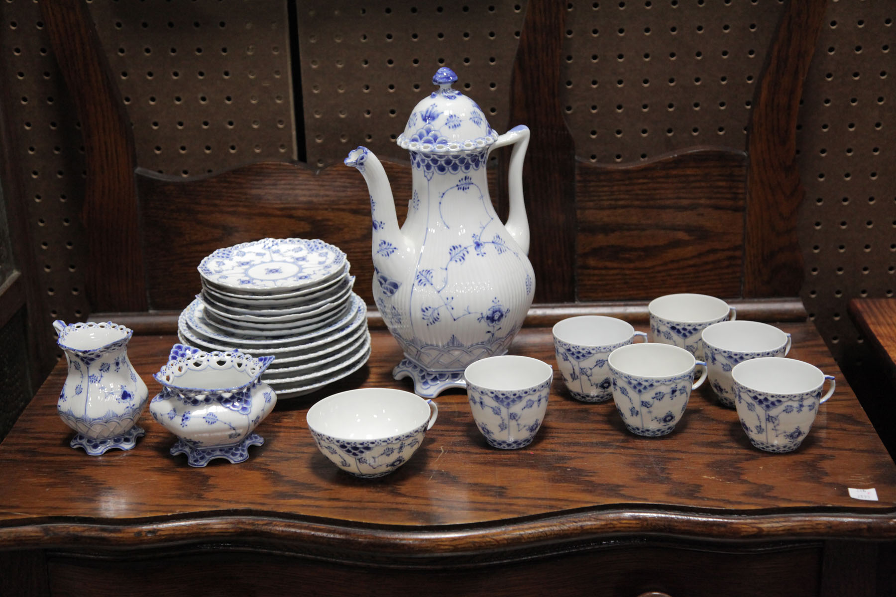 Appraisal: ROYAL COPENHAGEN COFFEE SET Denmark mid th century Blue and