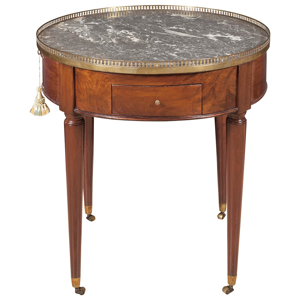 Appraisal: Louis XVI Style Brass Mounted Mahogany Bouillotte Table th Century