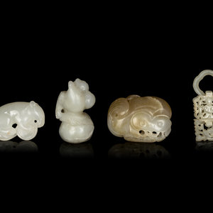 Appraisal: Four Chinese Jade Carvings comprising a carving of mushrooms a