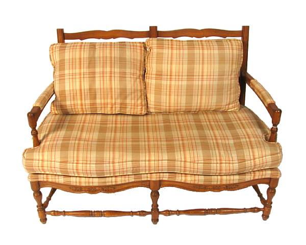 Appraisal: A Provincial style fruitwood settee height in width ft depth