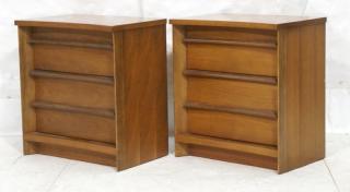 Appraisal: Pr Two Drawer Night Stands Concave front cabinet Pr Two