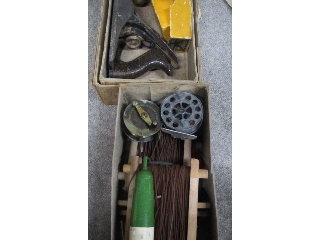 Appraisal: Lot comprising box of angling items reels handline and a