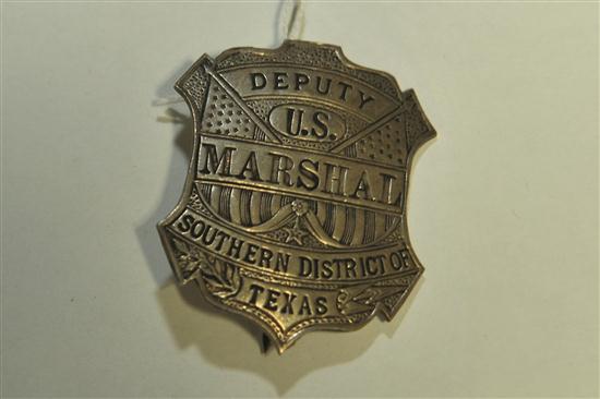 Appraisal: DEPUTY U S MARSHALL SOUTHERN DISTRICT OF TEXAS BADGE American