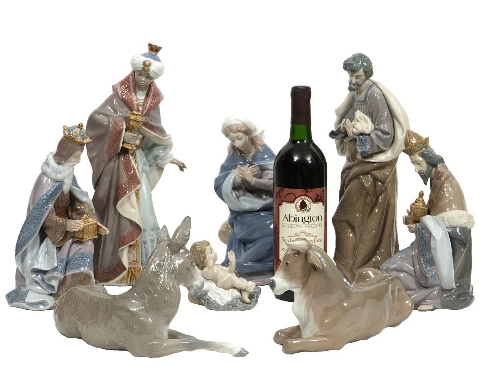 Appraisal: LLADRO GLOSSY PORCELAIN PC NATIVITY GROUPLladro piece glossy porcelain Nativity