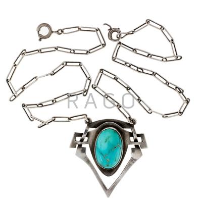 Appraisal: KALO Pendant Chicago IL ca Sterling silver turquoise Stamped STERLING