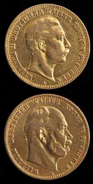 Appraisal: Two Imperial German -Mark Gold CoinsPrussia -A g and -A