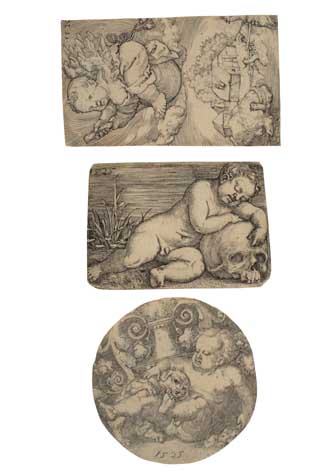 Appraisal: BARTHEL BEHAM Three engravings Putto Playing with a Dog Sleeping