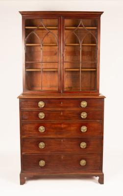 Appraisal: An early th Century mahogany secretaire with associated bookcase over